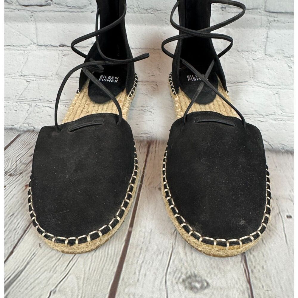 EILEEN FISHER Lala espadrille flat black sandals size 7.5 NWOB - Picture 4 of 10